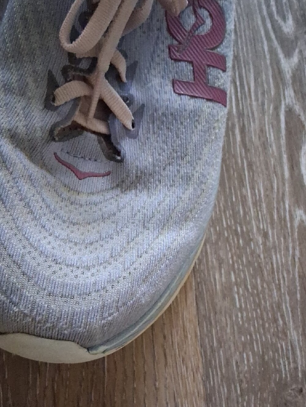 Hoka Women's Light Gray and Pink Athletic Running Shoes - Picture 3 of 8